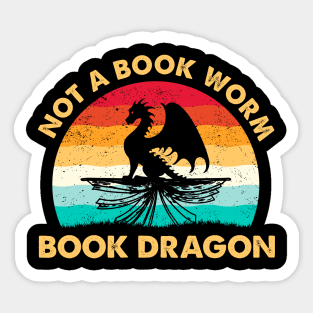 Not A Book Worm Book Dragon Funny Dragons Reading Sticker